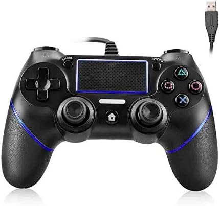 Myone PS4 Controller Grip Wired PS4 Remote Controller for Playstation 4 Dual Vibration Shock Joystick Gamepad for PS4/PS4 Slim/PS4 Pro and PC with 2M Long USB Cable (Black/blue)
