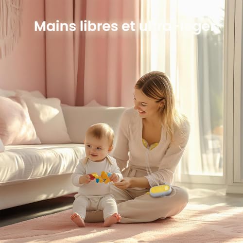 Saglve Portable Electric Breast Pump with 4 Modes, 12 Suction Levels 300mmHg, Rechargeable Portable Double Milk Pump with 21/24mm Flange for New Breastfeeding Mothers