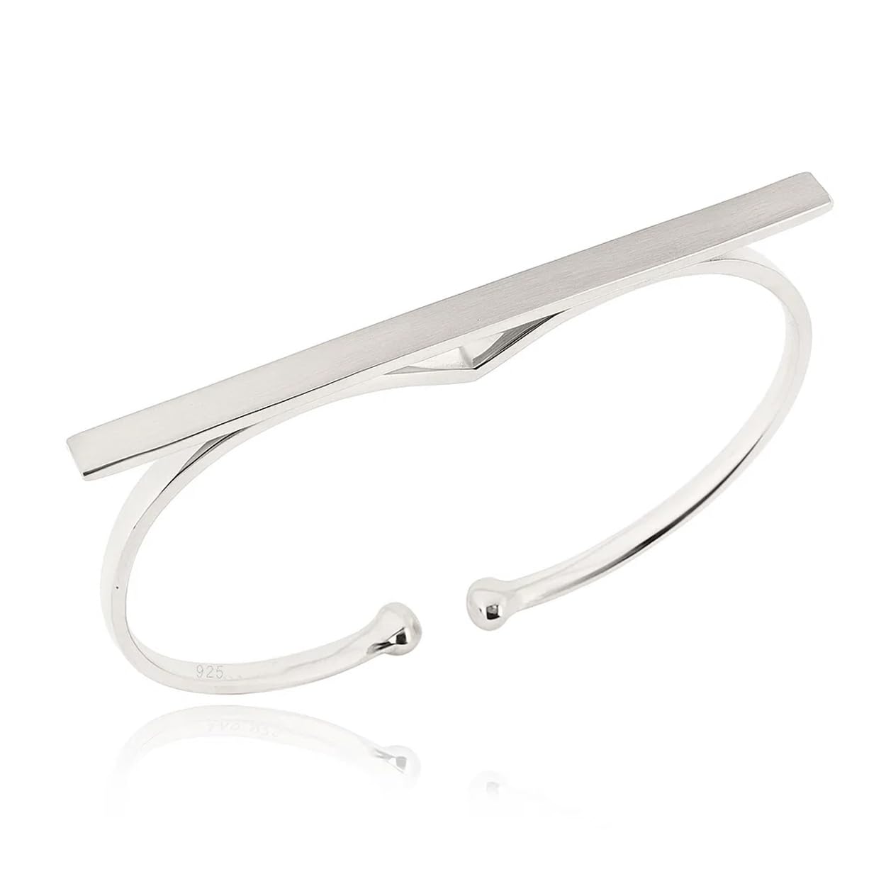 Sovats 925 Sterling Silver Double Finger Ring for Women – Rhodium Plated, Adjustable Modern Statement Jewelry, Minimalist Nickel-Free Band