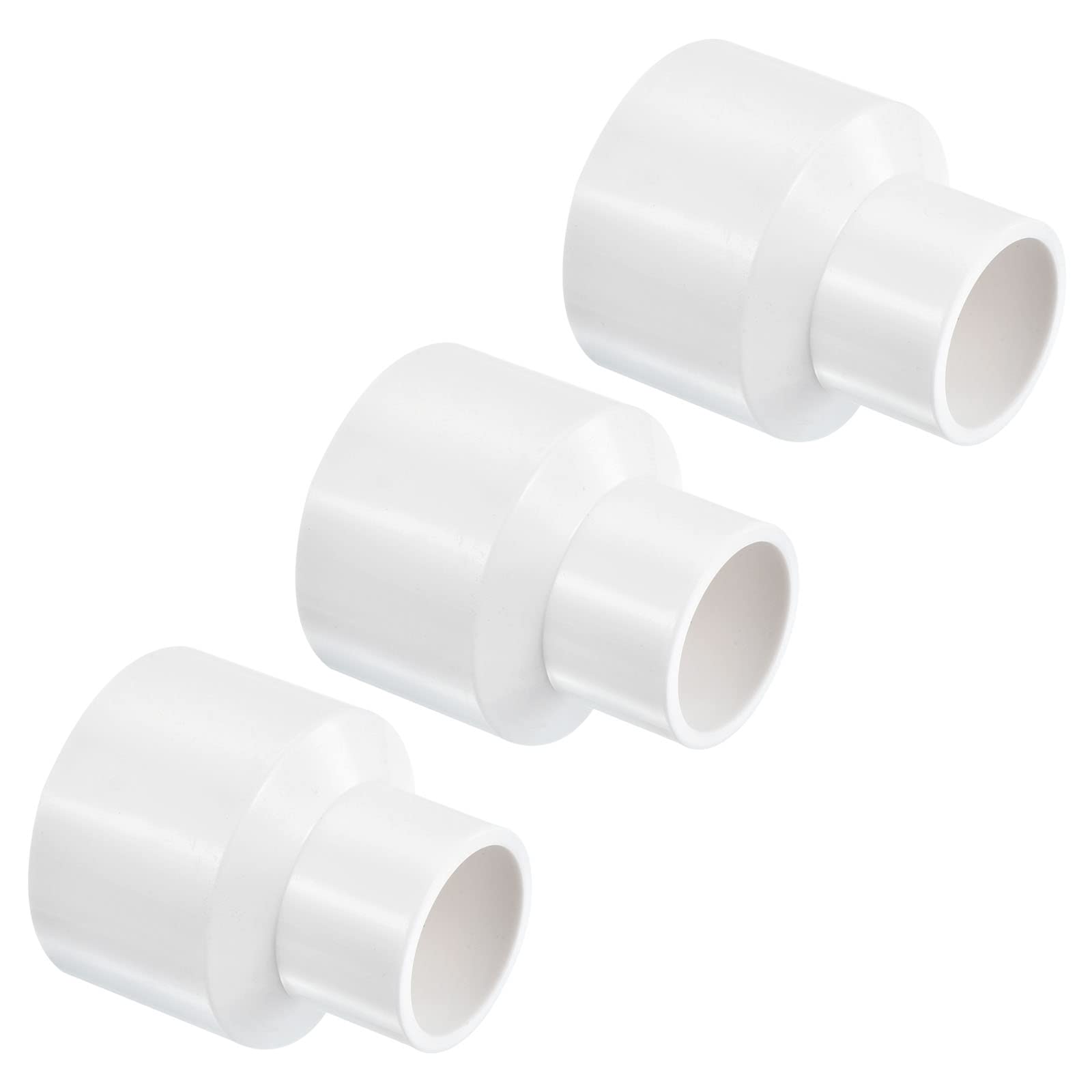 PATIKIL PVC Reducer Pipe Fitting 40mm to 25mm ID, 3 Pack Straight Coupling Adapter Connector, White — image 1