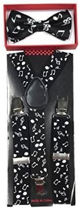 Brand New 2015 Music Notes Unisex Kids Fashion Suspenders Bow Tie Combo