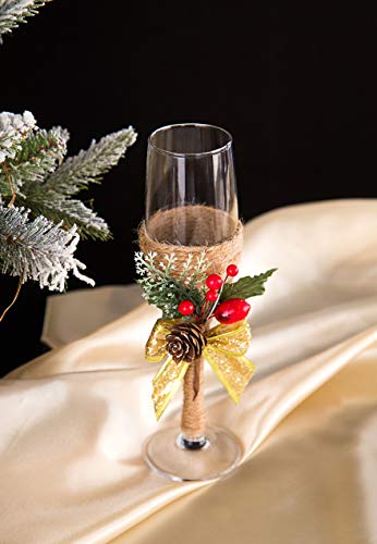Yesido Christmas Decor Champagne Flute-Creative Christmas Gifts,Couples Gifts,Unique Gifts for Mom,Wedding Gifts