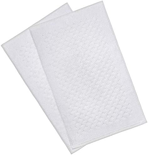 Machine Washable Luxury Hotel and Spa Quality 2-Piece Bath Mats, 900 GSM, 21x34 Inches, 100% Ring Spun Genuine Cotton, Maximum Softness and Absorbency, Perfect for Tub and Shower by MoonDeal, White