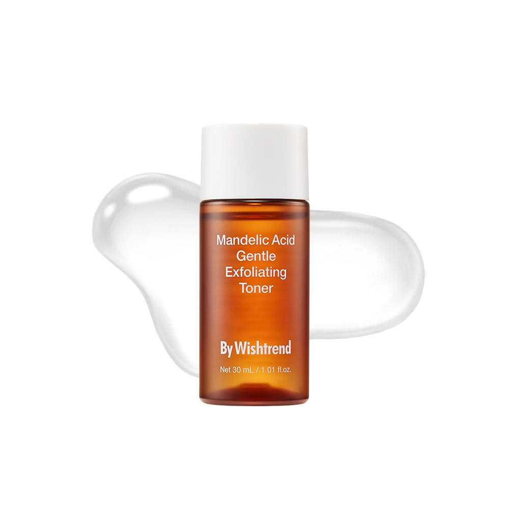 BY WISHTREND Mandelic acid 5% Skin prep water, Gentle skin Korean exfoliator for face, Aha Bha toner, Ideal for sensitive skin|Helping clogged pores and glow up (1 Fl Oz (Pack of 1))