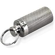 VANSU Titanium Waterproof Keychain Pill Holder Container,Portable Mini Size Pill Box Case for Outdoor Travel Camping