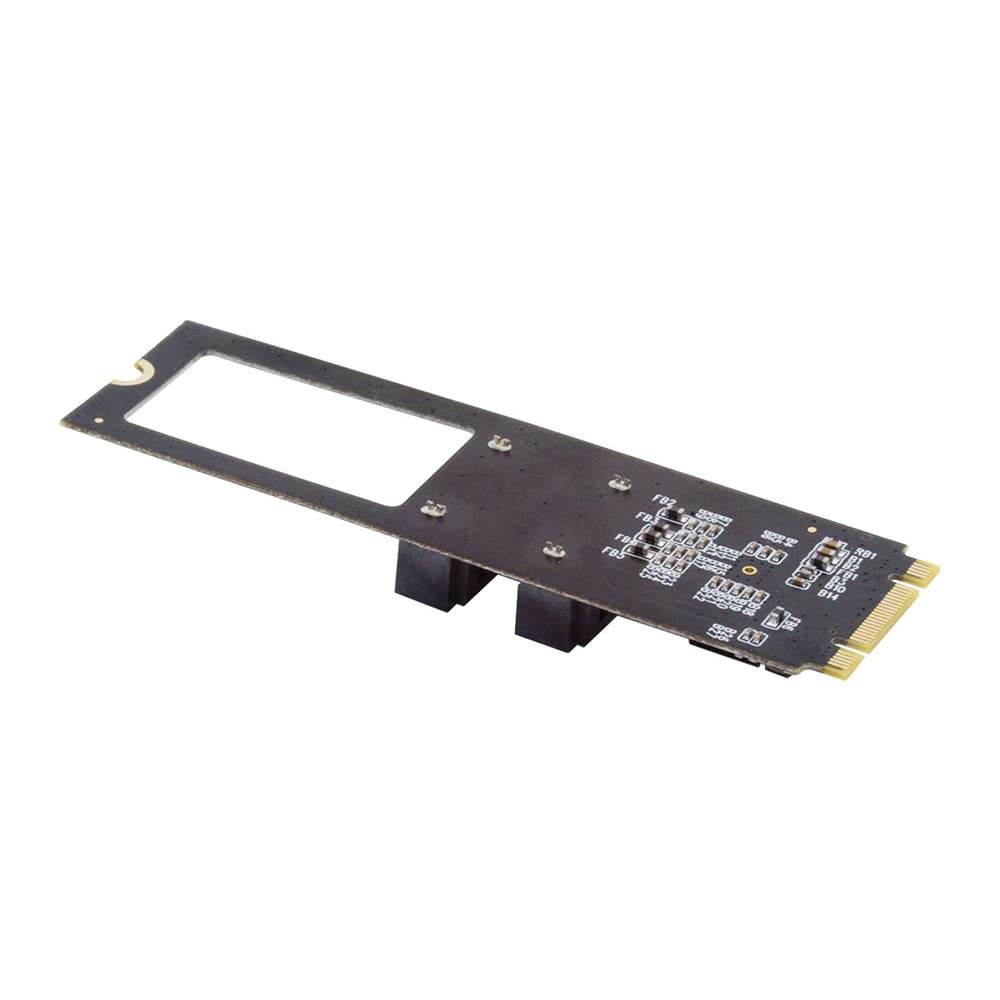 NFHK NGFF Key B+M PCI Express to SATA 3.0 6Gbps Dual Ports Vertical Adapter Converter Hard Drive Extension Card JMB582 2280