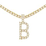 Suplight Letter B Pendant, 18K Gold Plated Tennis