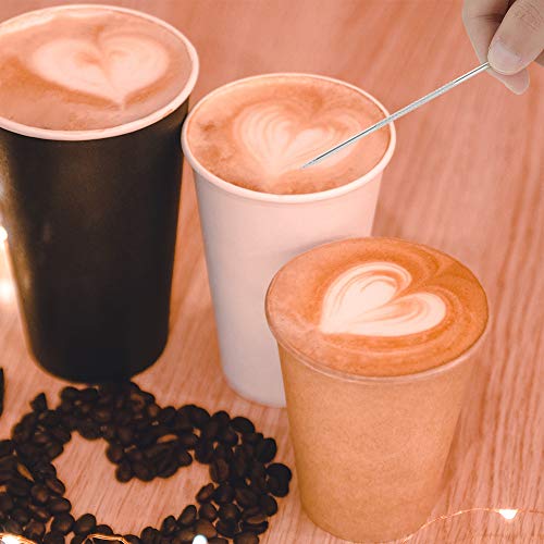Xinzistar Kakaostreuer für Cappuccino Edelstahl Kakao Streuer Cappuccino mit 16 Schablone Puderzuckerstreuer Staubzuckerstreuer Schokoladenstreuer Kaffeezubehör mit Coffee Art Pull Pin, Rührlöffel – Bild 7