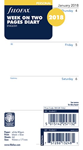 Book Filofax Personal Organisers Week to View Diary Refill Date Pages 2018<br />[E.P.U.B]