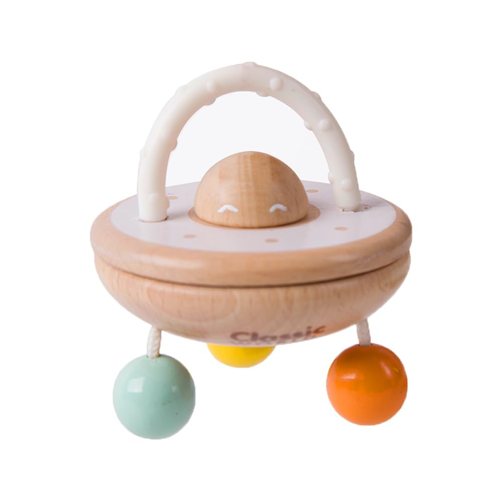 Classic World - UFO Baby Rattle - Teether Rattle Set - Sensory Toy for Newborn - Textured Teether Ring - Massages Sore Gums - Easy to Hold - Suitable for 6 Months +