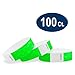 100 WristCo Neon Green Tyvek Wristbands for Events Tamper-Proof Design & Fluorescent Color Prevent Reuse Premium-Grade Bracelets for Hospital & Medical ID, Party & VIP Identification