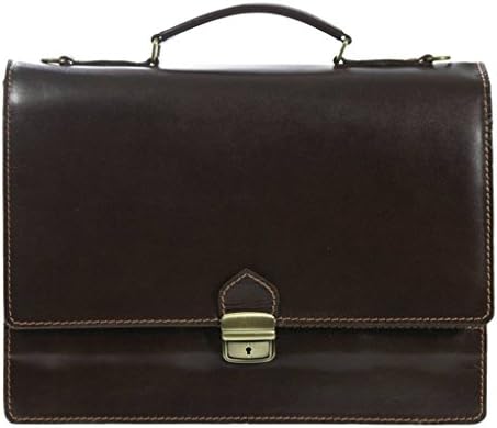 BOLOGNA brown Leather Briefcase / Laptop bag, Italian Design, Carelli Italia