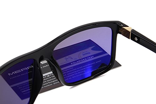 MERRY'S Men Polarized Sunglasses Fashion Male Sun glasses 100% UV Protection S8225 (Black, 58)