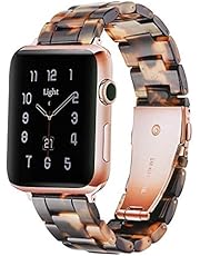 Light Apple Watch Band - Fashion Resin iWatch Band Bracelet Compatible with Stainless Steel Buckle for Apple Watch Series 6 Series SE Series 5 Series 4 Series 3 Series 2 1