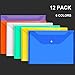 Poly Document Folder with Snap Button, Plastic Envelope Folder, Water/Tear Resistant A4/Letter Size Translucent Paper Organizers (Multi-Color)