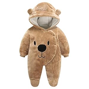 Pasgeboren Baby Unisex Voet Romper Winter Jas Voorkant Snaps Warme Jumpsuit Hoodie Leuke Beer Sneeuwpak
