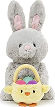 GUND Amazon Exclusive Easter Bunny with Basket, Gray, 10&