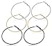 Silver Gold Gunmetal Grey Rhodium Plate Hoop Earrings Set For Women Teen Jewelry Diamond Cut 3 Pairs