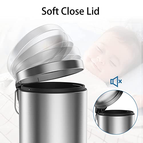 YCTEC 0.8Gal/3L Stainless Steel Mini Trash Can with Lid Soft Close