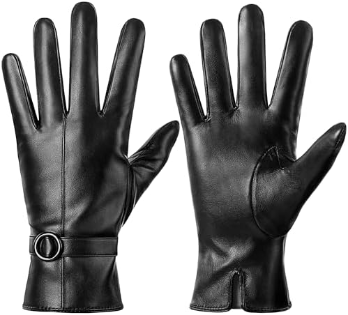 OZERO Winter Mens Gloves Genuine Nappa Leather Soft Warm Wool