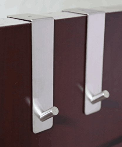 TOGU Over The Door Hook Sus 304 Stainless Steel Heavy Duty Organizer for Coats/Towels/Clothes/Wreath, Suitable for 1-1.7" Thickness Door and 0.05" Door Frame Gap,Brushed Finish,2pcs