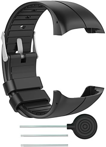 TenYun Replacement Soft Silicone Rubber Watch Band Wrist Strap Wristband For Polar M400 M430 Fitness Watch (Black)
