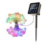 Greleaves Indoor Outdoor Solar Powered String Lights 8 Mode 19.7 Feet 30 LED Globe Ball Lights for Garden, Wedding, Patio, Deck, Front Porch, Bedding and Living Room and Xmas Decoration