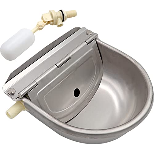 MUALROUS Stainless Steel Cattle Drinker Bowl 2pcs Automatic with Float Valve for Dogs, Horses, Cattle, Goats, Sheep