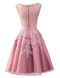 Vestido corto de tul para fiesta de graduación, vestido formal de noche con apliques de encaje