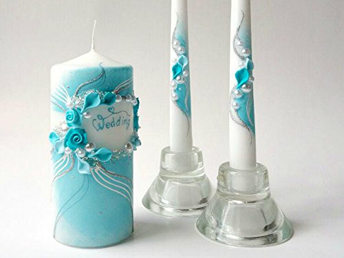 Magik Life Unity candle set for wedding - Wedding décor & Wedding accessories - Candle sets - 6 Inch Pillar and 2 10 Inch Tapers - Best Unity candle