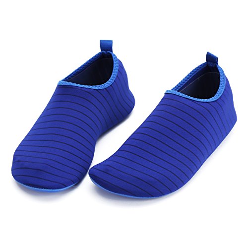 HQdeal Women’s Men’s Water Shoes Quick Drying Outdoor Sports Athletic Sneakers Aqua Shoes Slip On Lightweight Yoga Socks for Swimming Diving Surfing Snorkeling Boating Beach Walking Striped Blue