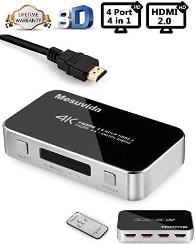 HDMI Switch 4 in 1 out, Audio Video with Remote Router Wireless Remote Ultra HD 4K x 2K
