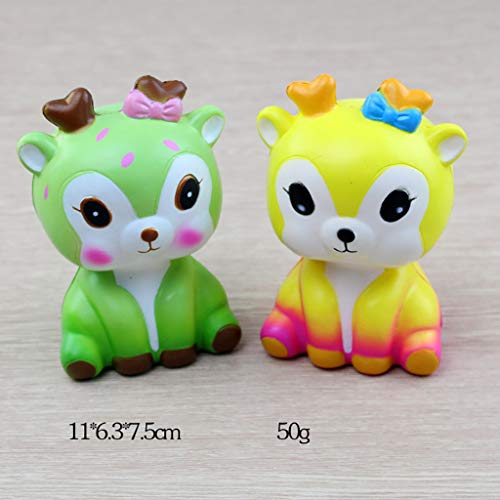 Naiflowers Mochi Squishy Toys, Deer Animal Slow Rising Toy Kawaii Toys, Squeeze Soft Stress Relief Toys hop Props Sensory Toy Party Favors for Kids Toddler Adults (Yellow) - Thumbnail 3