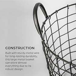 16"D x 12"W x 12"H Large Wire Basket - Round Grey