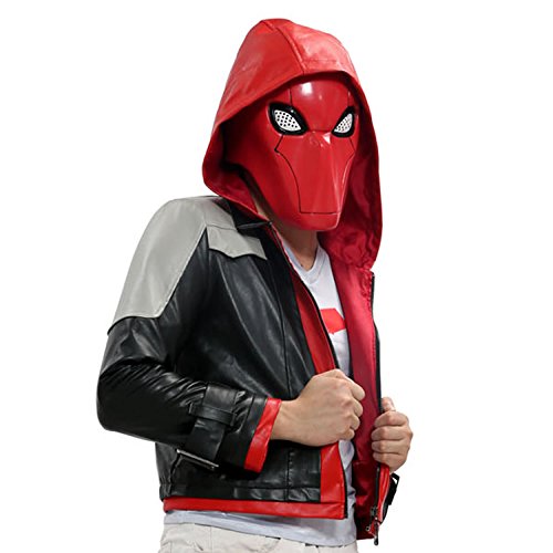 Red Hood Costume Bat-man Cosplay PU Jacket Suit Adult Custom Made M