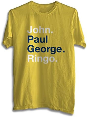 Naptown Tees Mens John Paul George Ringo T-Shirt Small Yellow