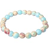 Crystal Treasure 8mm Caribbean Calcite stone Round Beads Stretch Bracelet