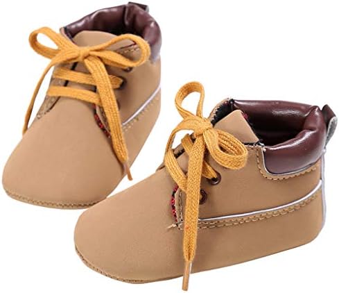 Baby Boys Lace-up Chukka Boots Anti-Slip Soft Sole First Walking Crib Shoes