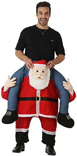 YFCH Adult Christmas Santa Piggyback Ride Me Costume Stuffed Carry On Halloween Pick Me Up Fancy Dress, Santa, One Size