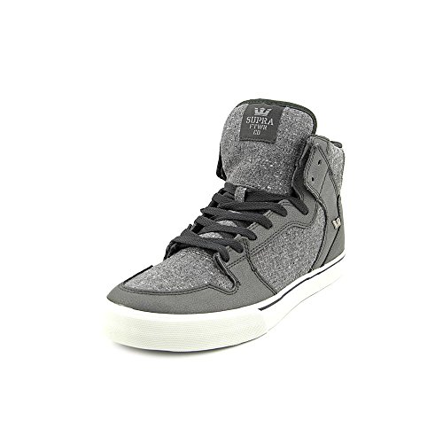 Supra Vaider High Top Skate Shoe Men's Black Leather/Charcoal Speckled  Textile