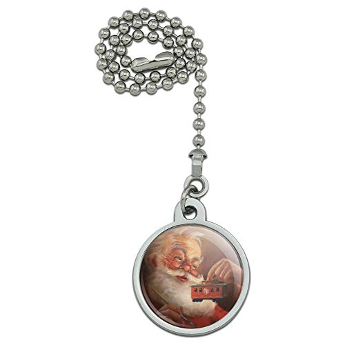 GRAPHICS & MORE Christmas Holiday Santa Painting Toy Train Caboose Ceiling Fan and Light Pull Chain