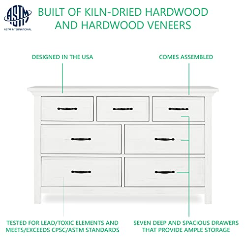 Evolur Belmar Double Dresser in Weathered White, Comes Assembled