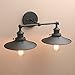Pathson Industrial Bathroom Wall Sconce Lighting, 2-Light Vintage Bathroom Vanity Light Fixtures, Mid Century Wall Lamps for Bedroom, Living Room, Matte Black Metal Finished (Black)