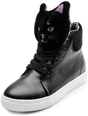 PP FASHION Women's Cat Tassels Platform Casual Sneakers Students Hidden Heel Shoes Black 8