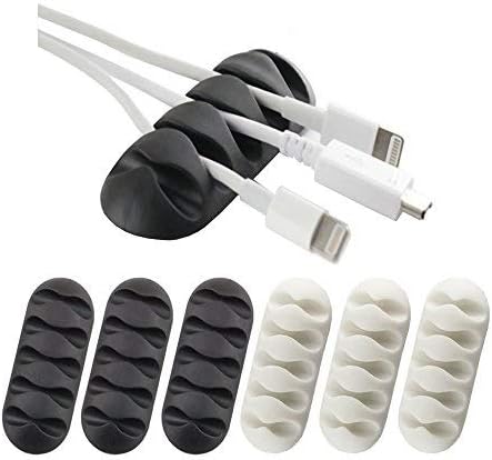 YOCOU 5-Channel Cable Tidy Clips and Cable Organiser and Cord Management System (Pack of 6) 5 CHANNEL Black
