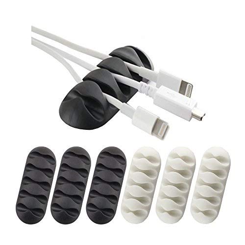 YOCOU 5-Channel Cable Tidy Clips and Cable Organiser and Cord Management System (Pack of 6) 5 CHANNEL Black