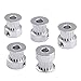 Qunqi 5PCS Aluminum GT2 Timing Belt Pulley 20 Teeth Bore 5mm Width 6mm + Wrench for RepRap 3D Printer Prusa i3