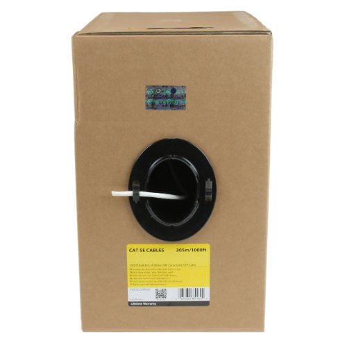 StarTech.com 1000 ft Bulk Roll of White CMR Cat5e Solid UTP Riser Cable - Cat 5e Riser Cable - Cat.5e CMR Ethernet Cable - 24 AWG - White