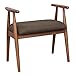 VASAGLE Shoe Bench, Upholstered Vanity Stool with Armrests, Solid Rubberwood Frame, Load Capacity 286 lb, for Entryway, Bedroom, Living Room, Saddle Brown URSB01BR