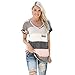 HOT SALE ！Striped Casual T-shirt,BeautyVan Beautiful Charming Fashion Women Summer Loose Short Sleeve Blouse Casual Tops T-Shirt (L, Gray)